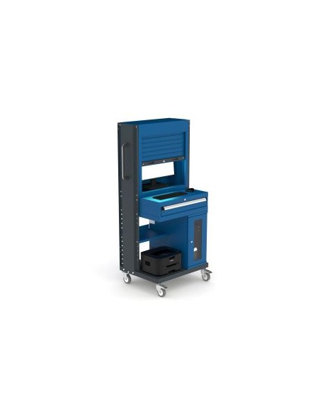 Armario para PC con ruedas y puerta persiana