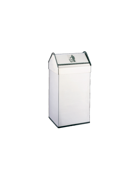 Papelera metálica con tapa basculante color blanco