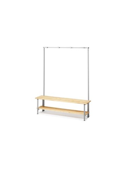 Banco perchero de madera pino maciza con balda inferior