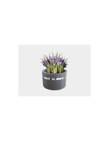 Jardinera de gran formato con aro cromado