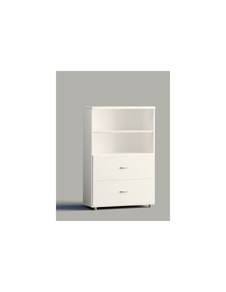 Librería intermedia con estante y cajones en parte inferior