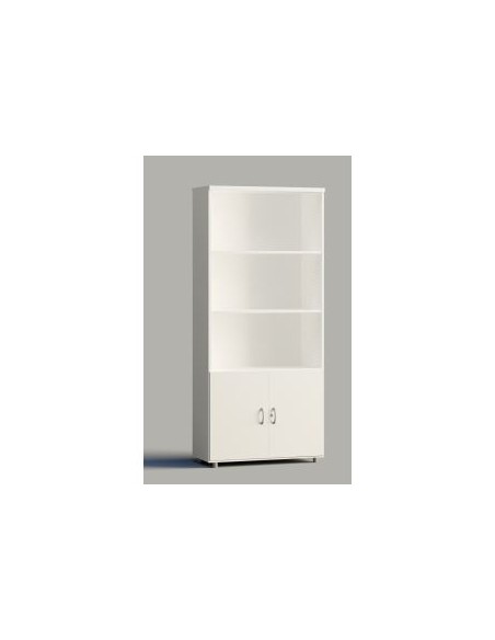 Librería alta con estantes y puertas en la parte inferior