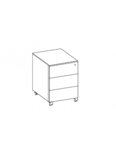 Cajonera metálica de 3 cajones con ruedas