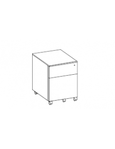 Cajonera metálica de 2 cajones con ruedas