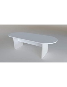 Mesa de reuniones ovalada con pata de madera
