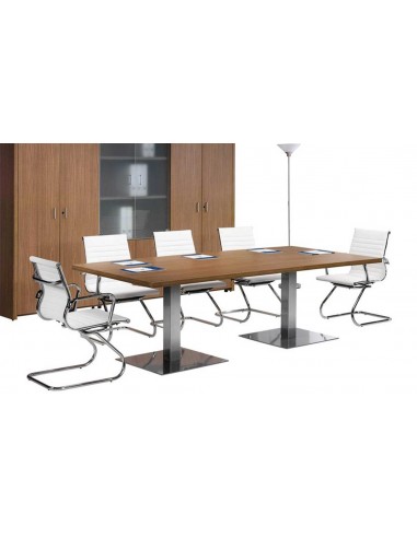 Mesa de reuniones base platino cuadrada