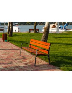 Banco para exterior de madera de guinea y fundición