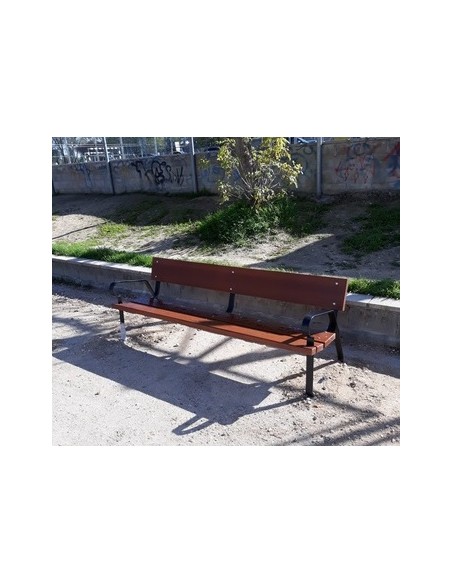 Banco para exterior de madera tropical con apoyabrazos