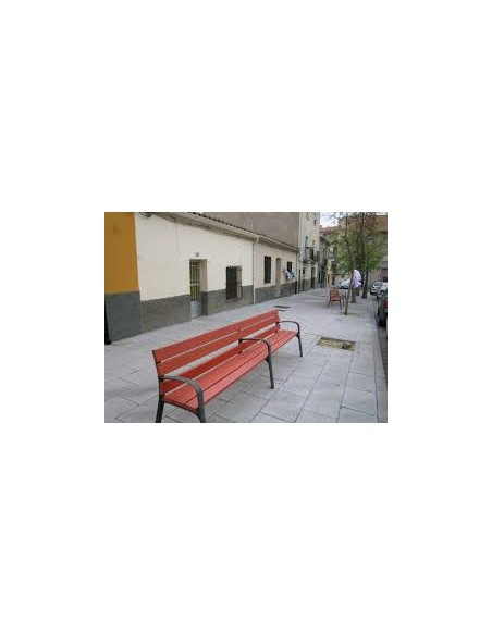 Banco doble de madera tropical y fundición