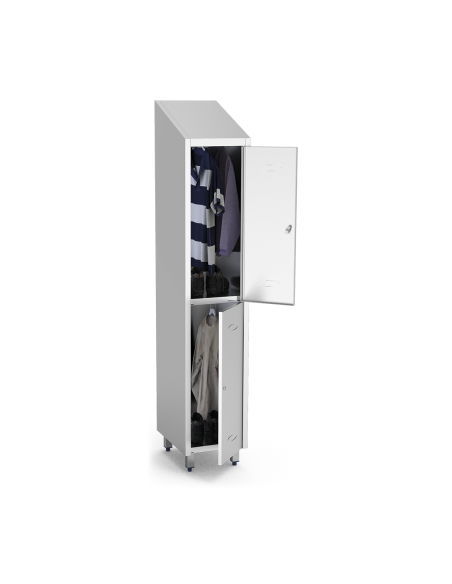 Taquilla de acero inoxidable de 2 puertas partida