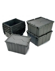 Caja de plástico con tapa integrada para transporte