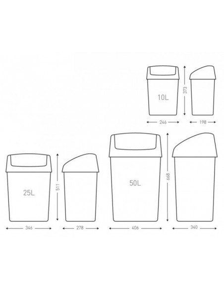 Cubo con tapa basculante de diferentes medidas