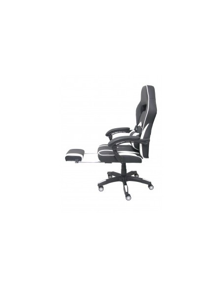 Sillón gaming blanco y negro con reposapiés