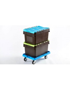 Caja de plástico con tapa integrada para transporte