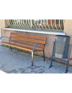 Papelera para exterior circular con antivuelco