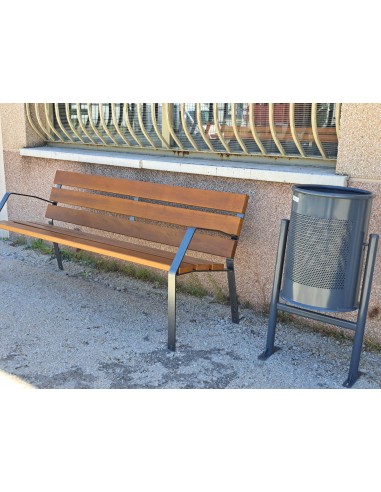 Papelera para exterior circular con...