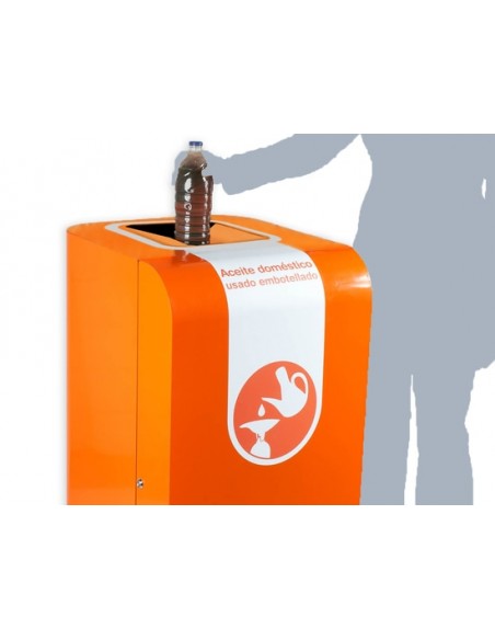 Contenedor para la recogida de aceite doméstico usado embotellado.