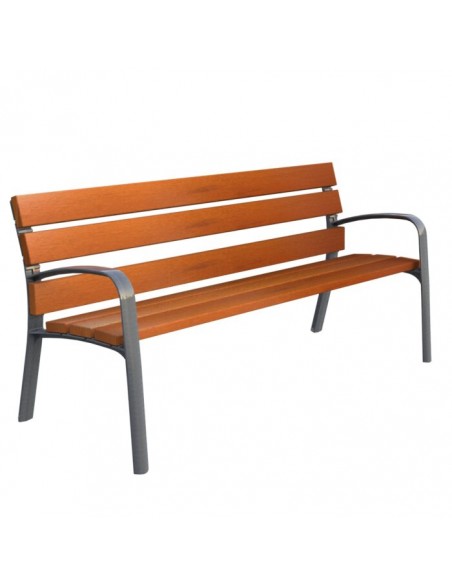 Banco para exterior de madera de guinea y fundición