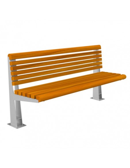 Banco de lamas con estructura metálica pintada en plata