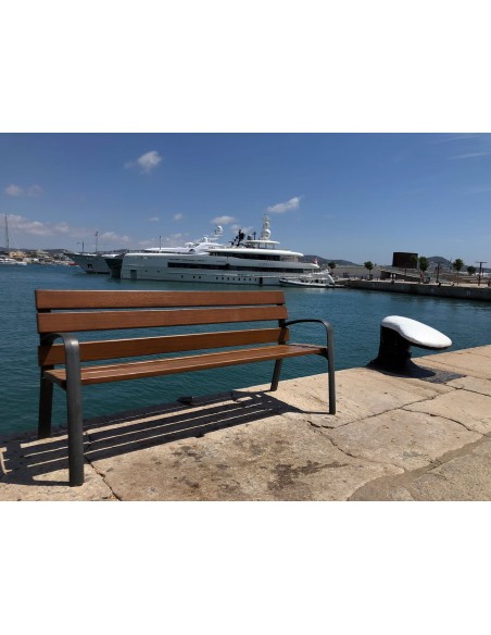 Banco para exterior de madera de guinea y fundición