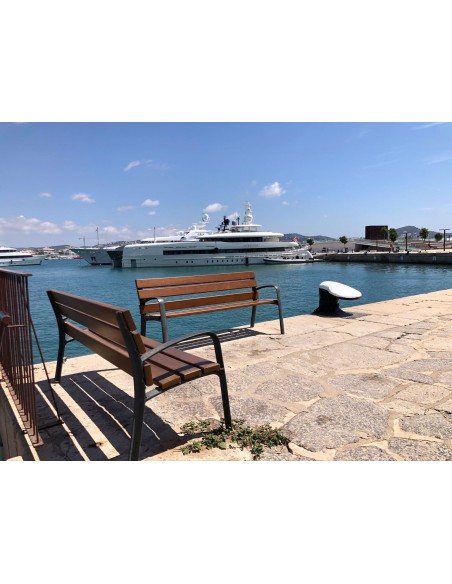 Banco para exterior de madera de guinea y fundición