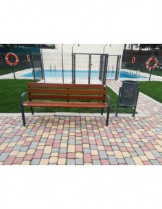 Banco para exterior de madera de guinea y fundición