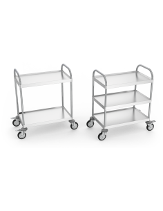 Carro de acero inoxidable con 2 entrepaños