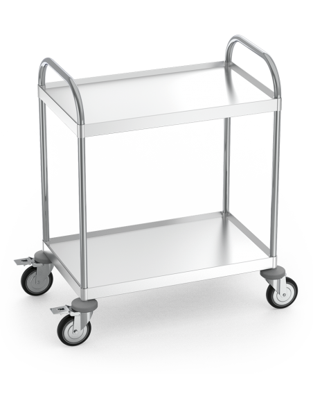 Carro de acero inoxidable con 2 entrepaños