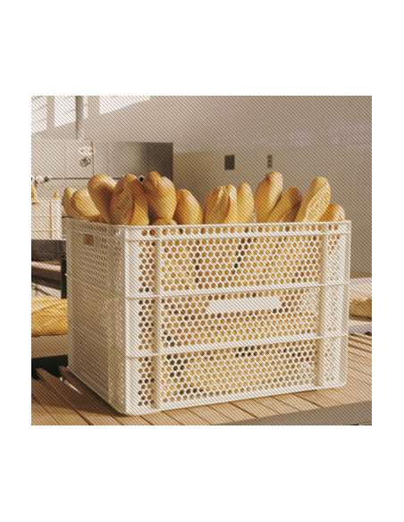 Caja apilable rejillada con fondo liso 620x474x425 mm.