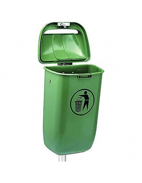 Papelera con tapa abatible de polietileno verde
