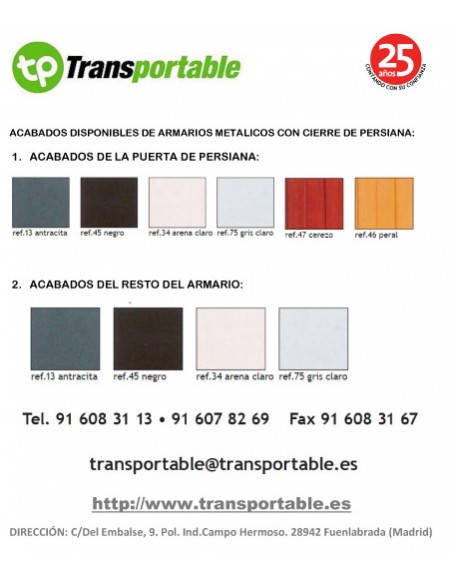 Armario con persiana Ancho 100 y alto 105 cm con estante