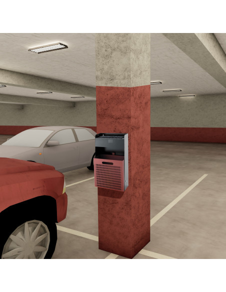 Papelera a pared con cenicero