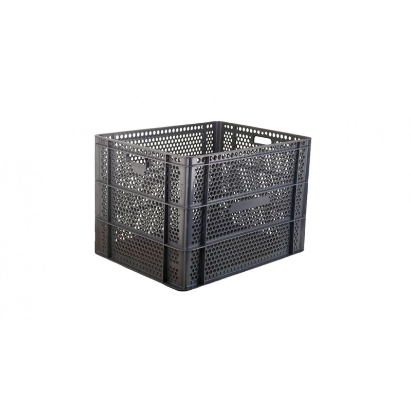 Caja apilable rejillada con fondo liso 620x474x425 mm.