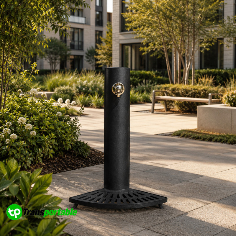 Fuente de acero con rejilla para exterior