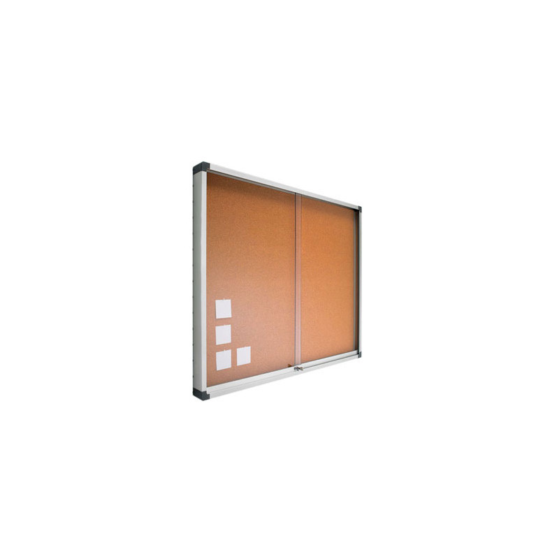 Vitrina de corcho con puertas y llave