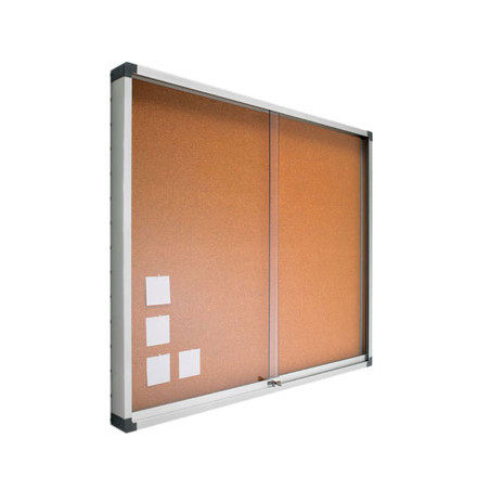 Vitrina de corcho con puertas y llave