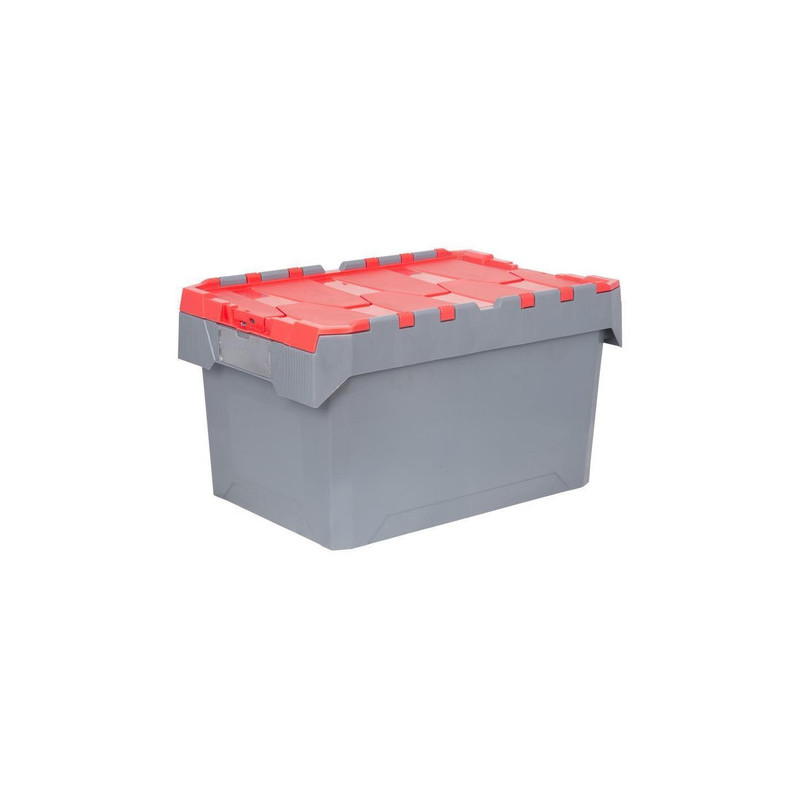 Caja de plástico con tapa integrada para transporte