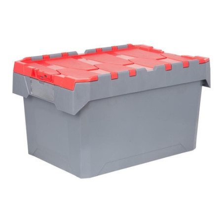 Caja de plástico con tapa integrada para transporte