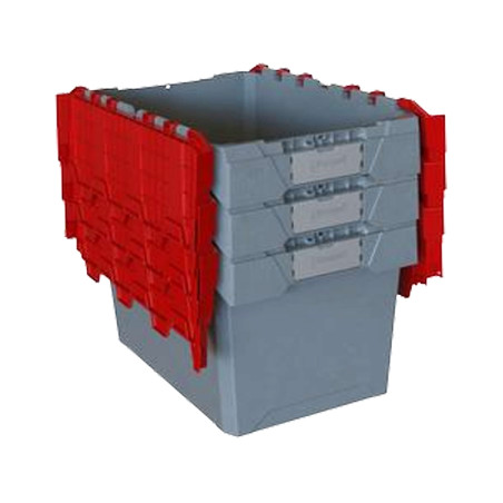 Caja de plástico con tapa integrada para transporte