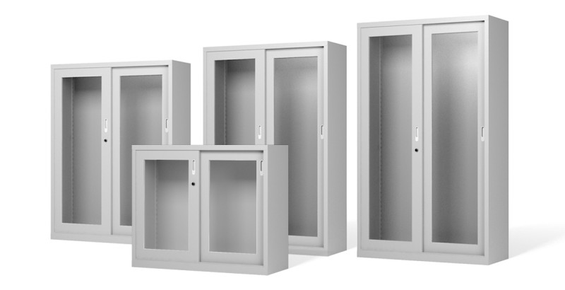 Armario metálico con puertas de metacrilato