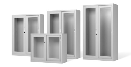 Armario metálico con puertas de metacrilato