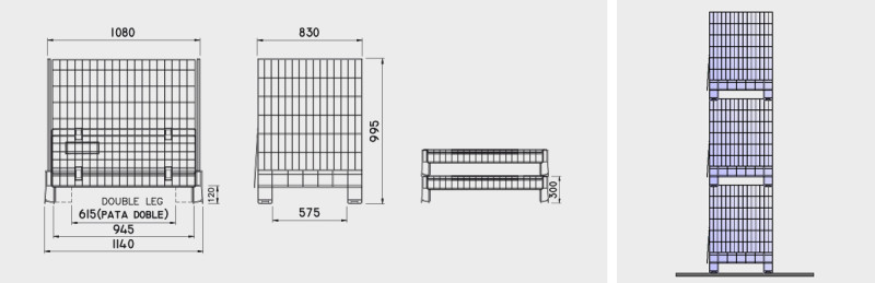 Carro plegable de varilla con puerta lateral abatible