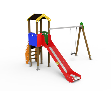 Torre mixta con columpio para parque infantil