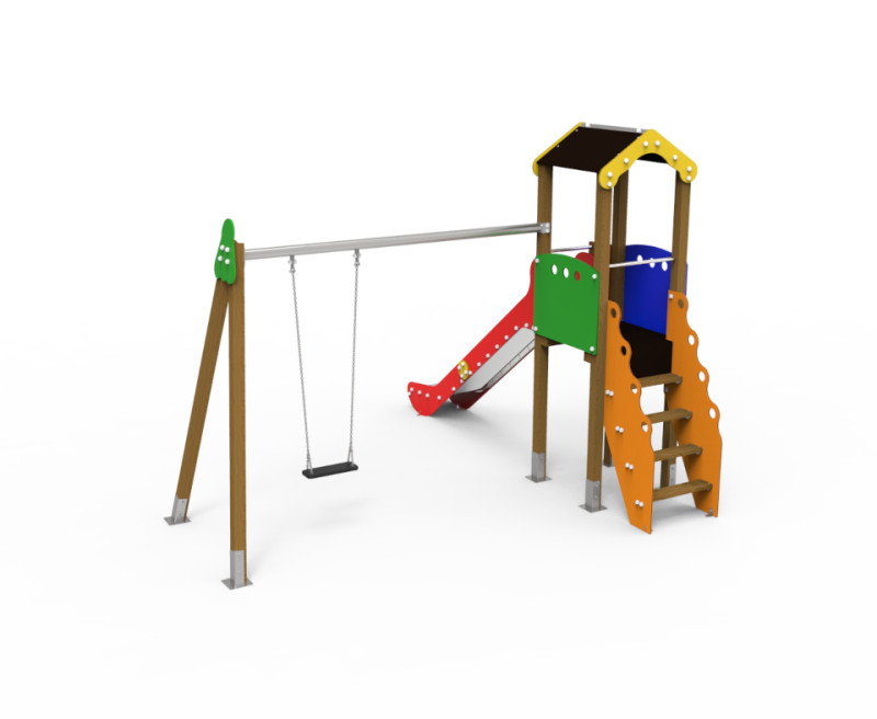 Torre mixta con columpio para parque infantil