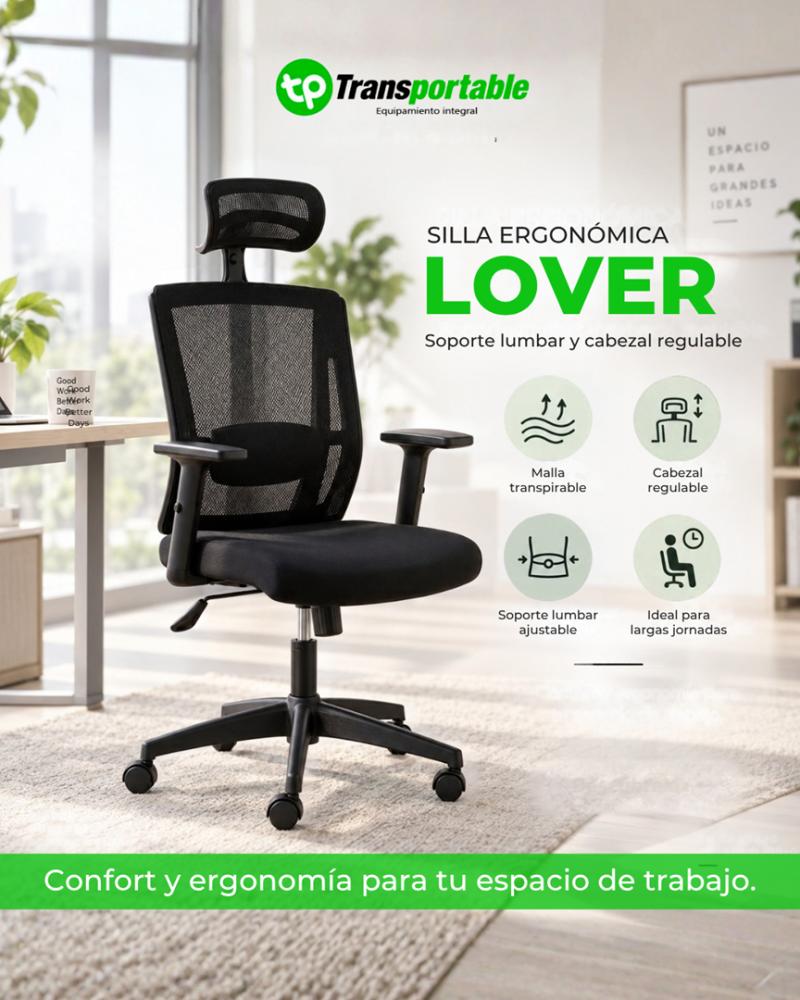 Silla Lover con soporte lumbar y cabezal regulable
