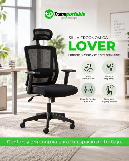 Silla Lover con soporte lumbar y cabezal regulable