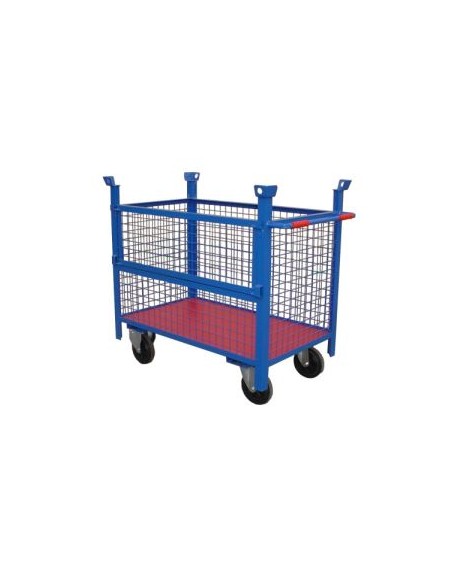 Contenedor de malla con ruedas y lateral abatible